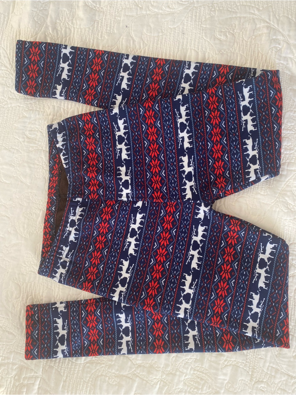 Just Cozy Reindeer Fair Isle Faux Fur Lined Leggings